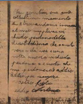 L’immagine riproduce la lettera manoscritta di Antonio Balducci.